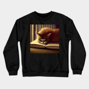 Cat sleeping on a journal Crewneck Sweatshirt